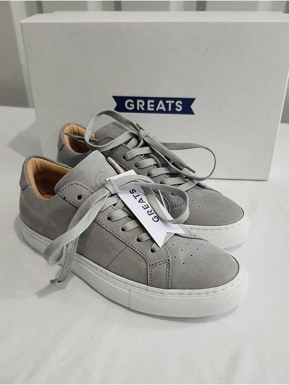 GREATS Womens The Royale Sneakers Grey Leather Size 6 NWT Minimalist Classic IOB - Picture 2 of 8
